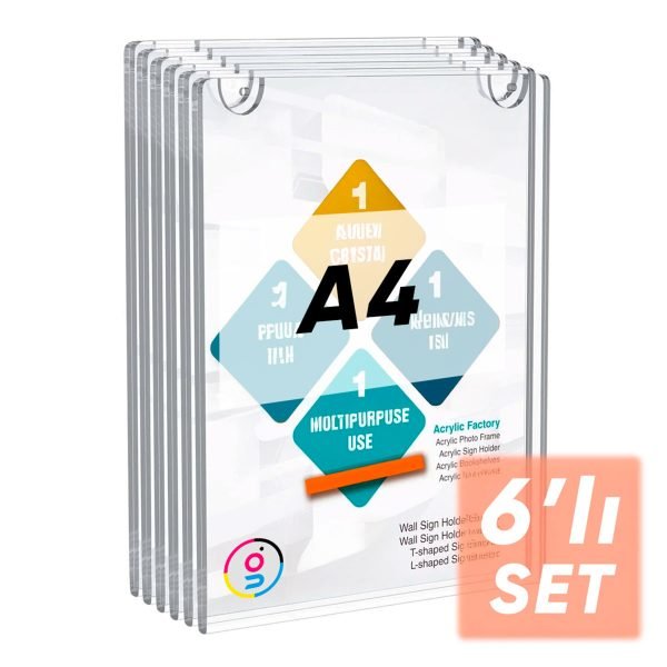 Pleksi Duvar Tipi A4 İlan ve Poster Tutucu - 6 Adet - A4 Akrilik Duvar Panosu