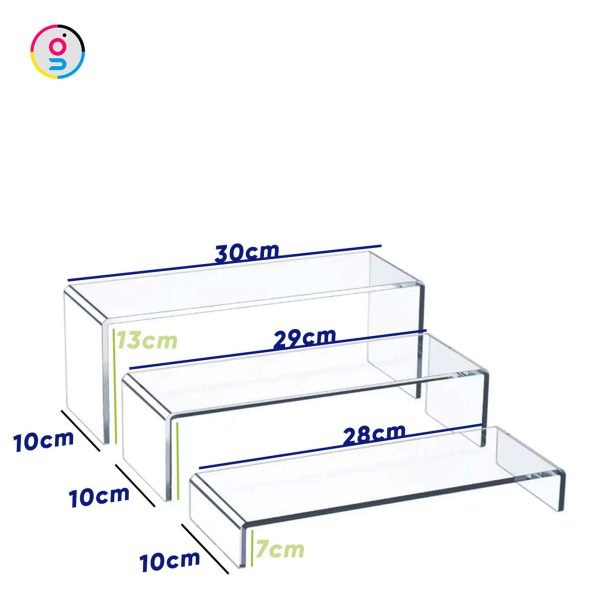 Pleksi Teşhir Standı Seti – 3 Farklı Yükseklik | 4mm Kalınlık - Görsel 2