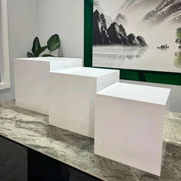 Premium Parlak Beyaz  Pleksi Yükseltici Stand Seti , Sunum Standı(3'lü Set)